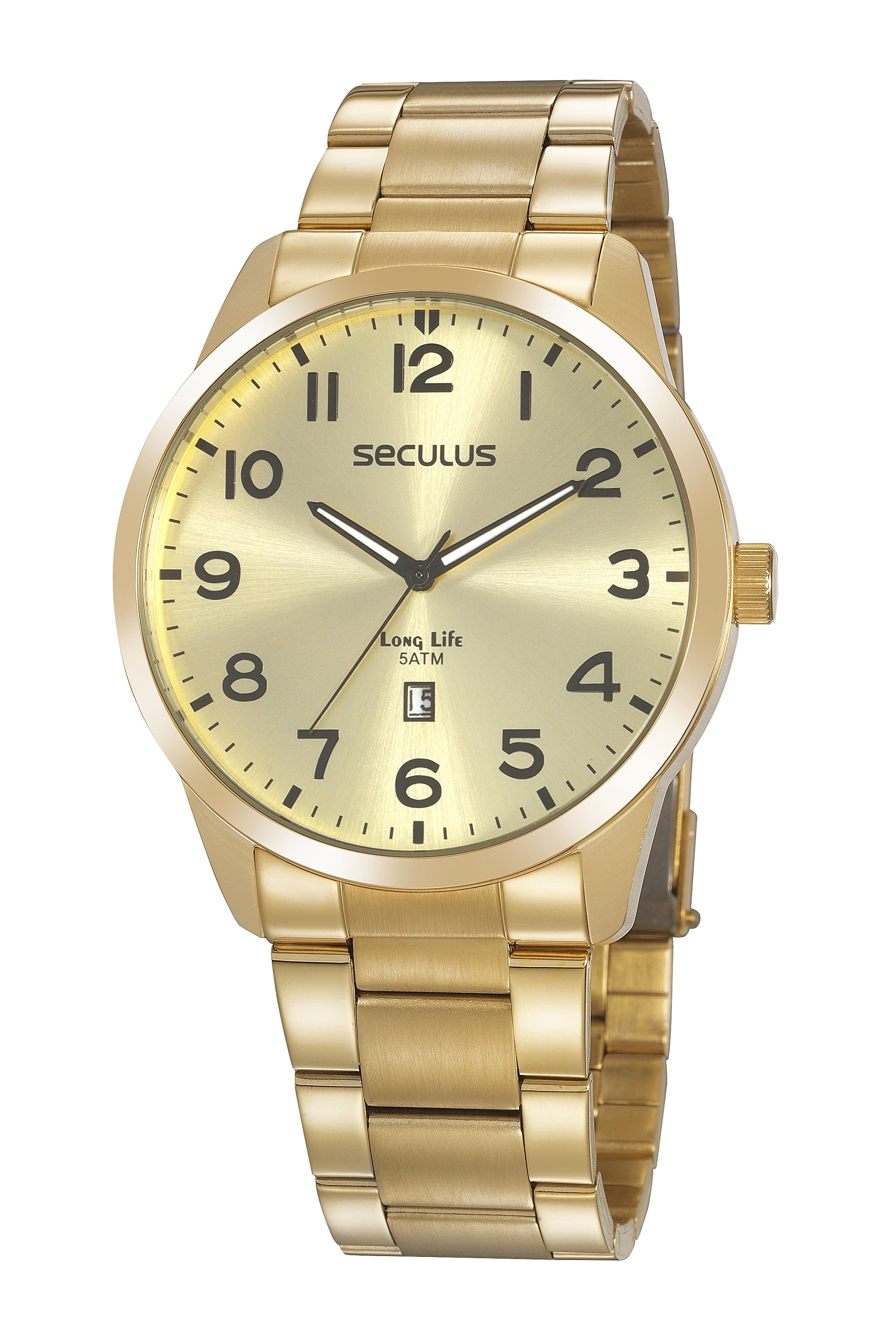 RELÓGIO MASCULINO CASUAL AÇO DOURADO SECULUS – 20961GPSVDA1