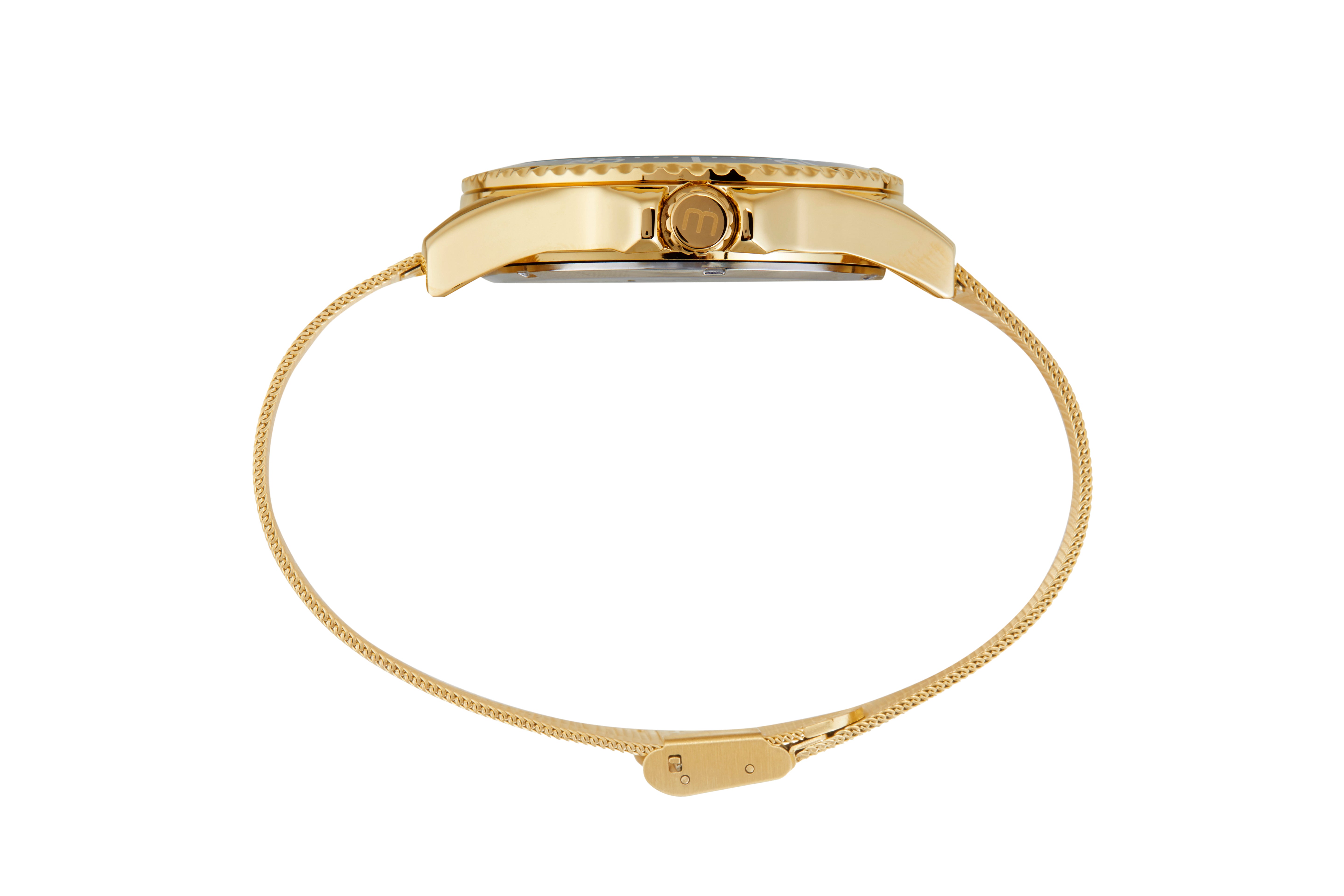 RELÓGIO MASCULINO MALHA DE AÇO DOURADO MONDAINE – 32507GPMVDE2