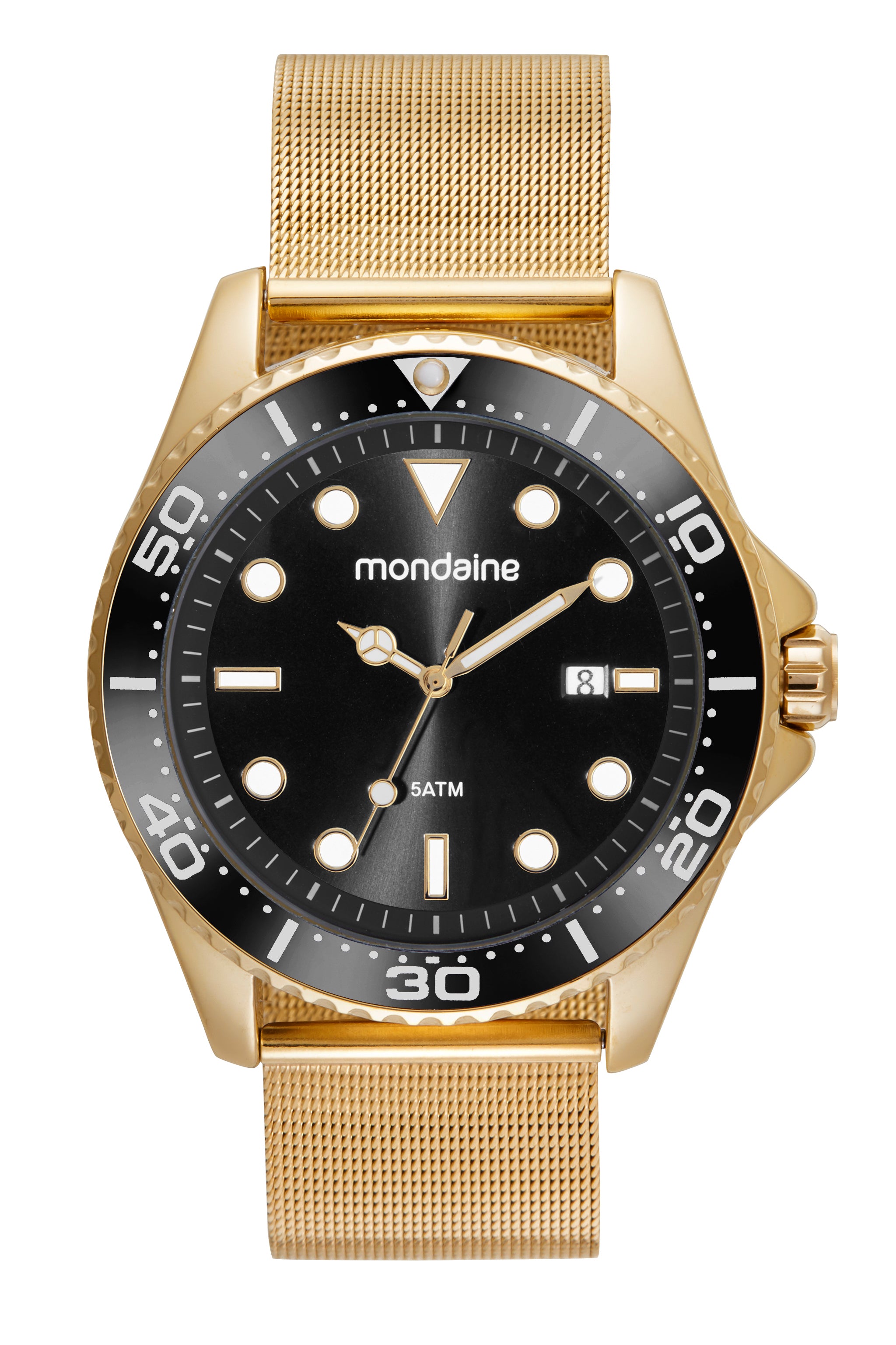 RELÓGIO MASCULINO MALHA DE AÇO DOURADO MONDAINE – 32507GPMVDE2