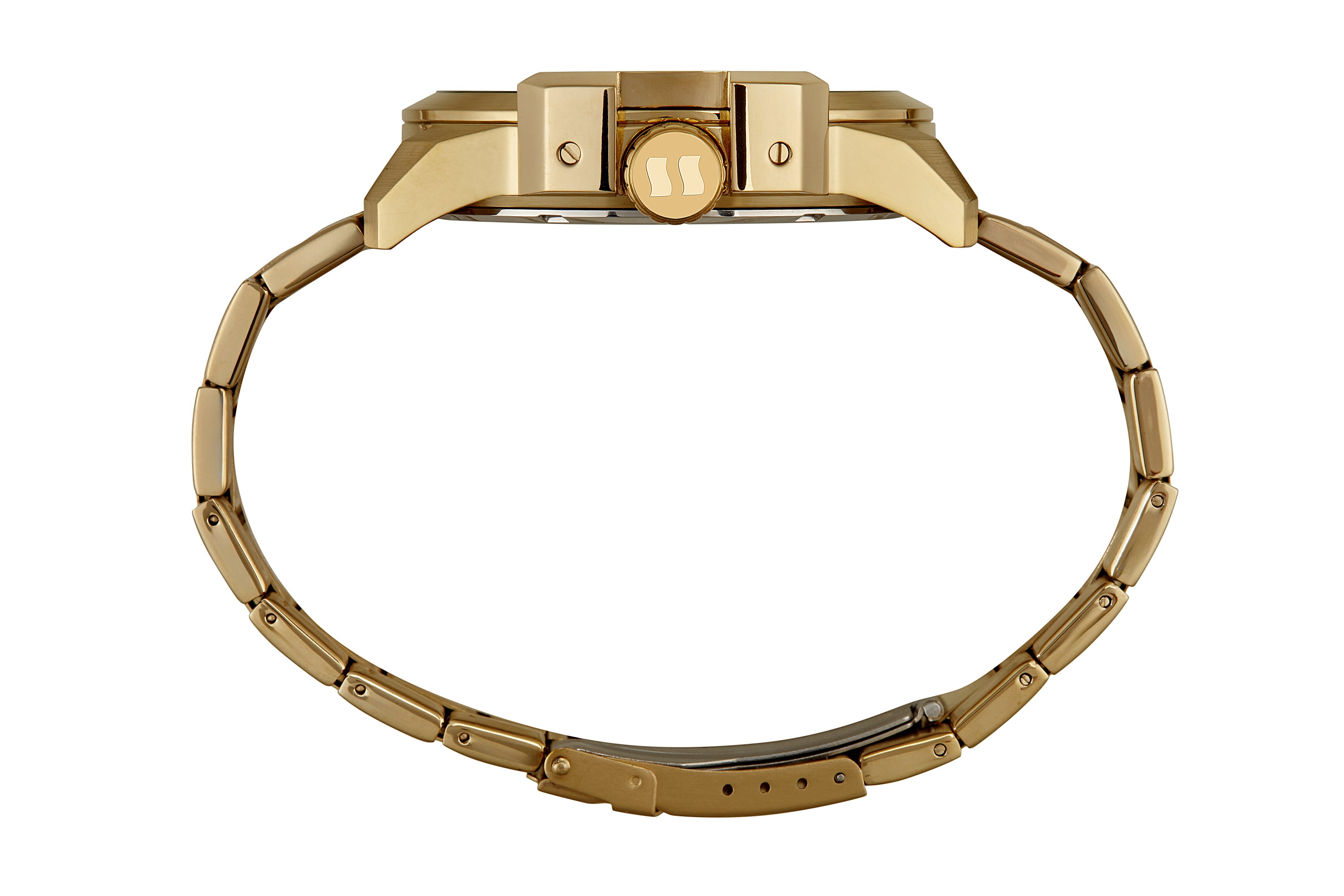 RELÓGIO MASCULINO AÇO COM PROTETOR DE COROA DOURADO SECULUS – 44243GPSVDA2