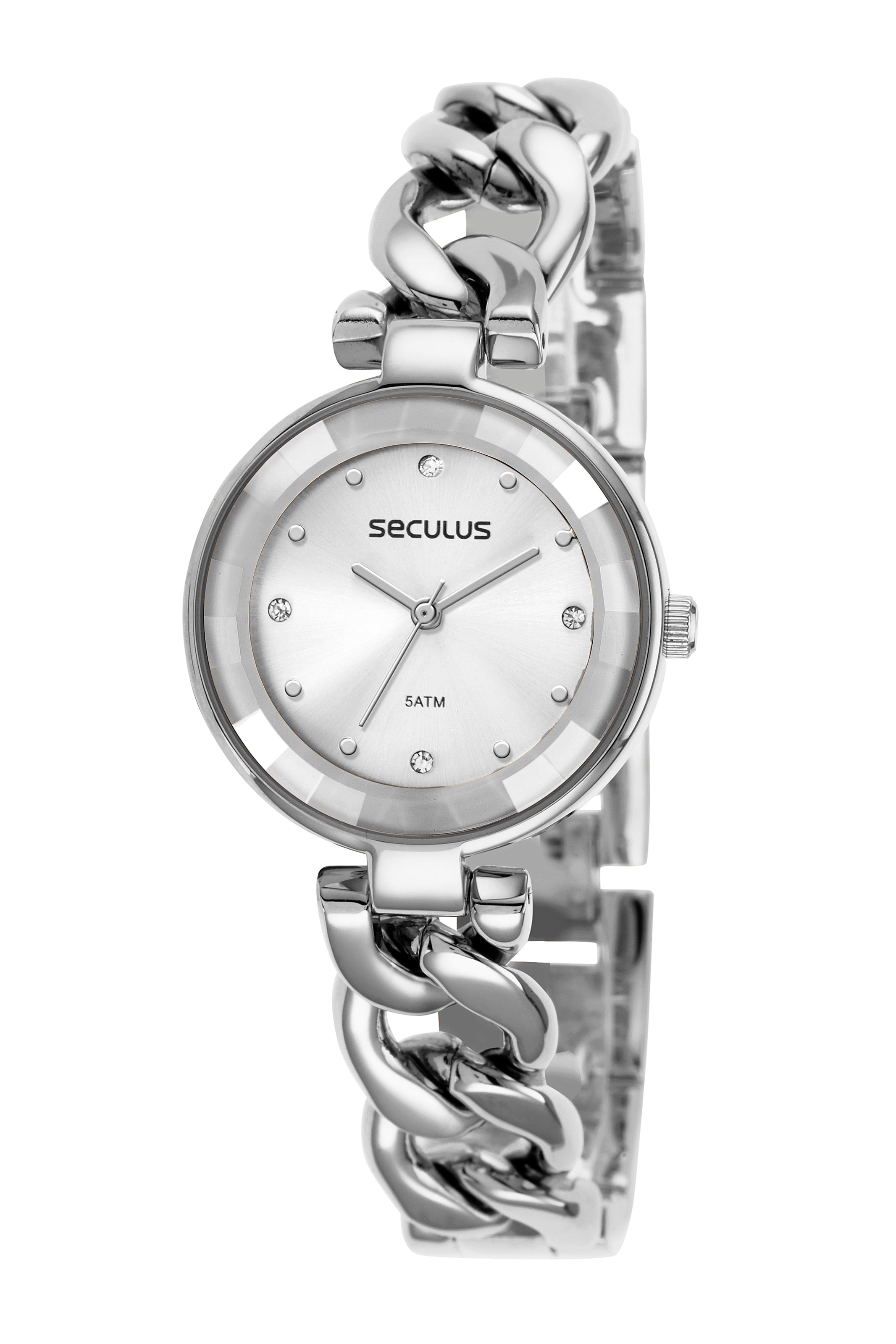 RELÓGIO FEMININO VIDRO FACETADO PRATA SECULUS - 77100L0SVNS3