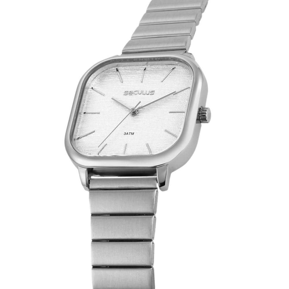RELÓGIO FEMININO QUADRADO CLÁSSICO PRATA SECULUS - 77110L0SVNS3