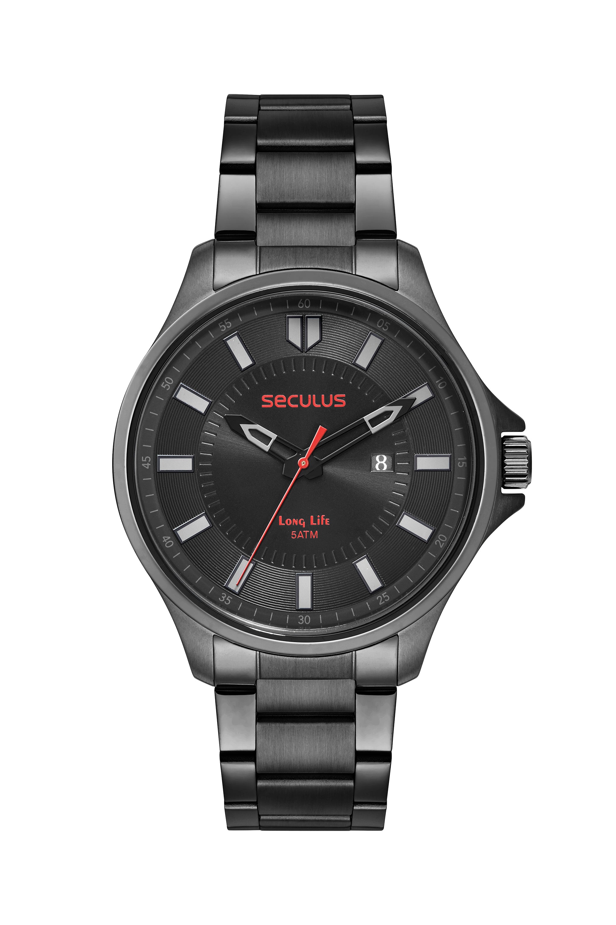 RELÓGIO MASCULINO AÇO CALENDÁRIO PRETO SECULUS – 77199GPSVPA4