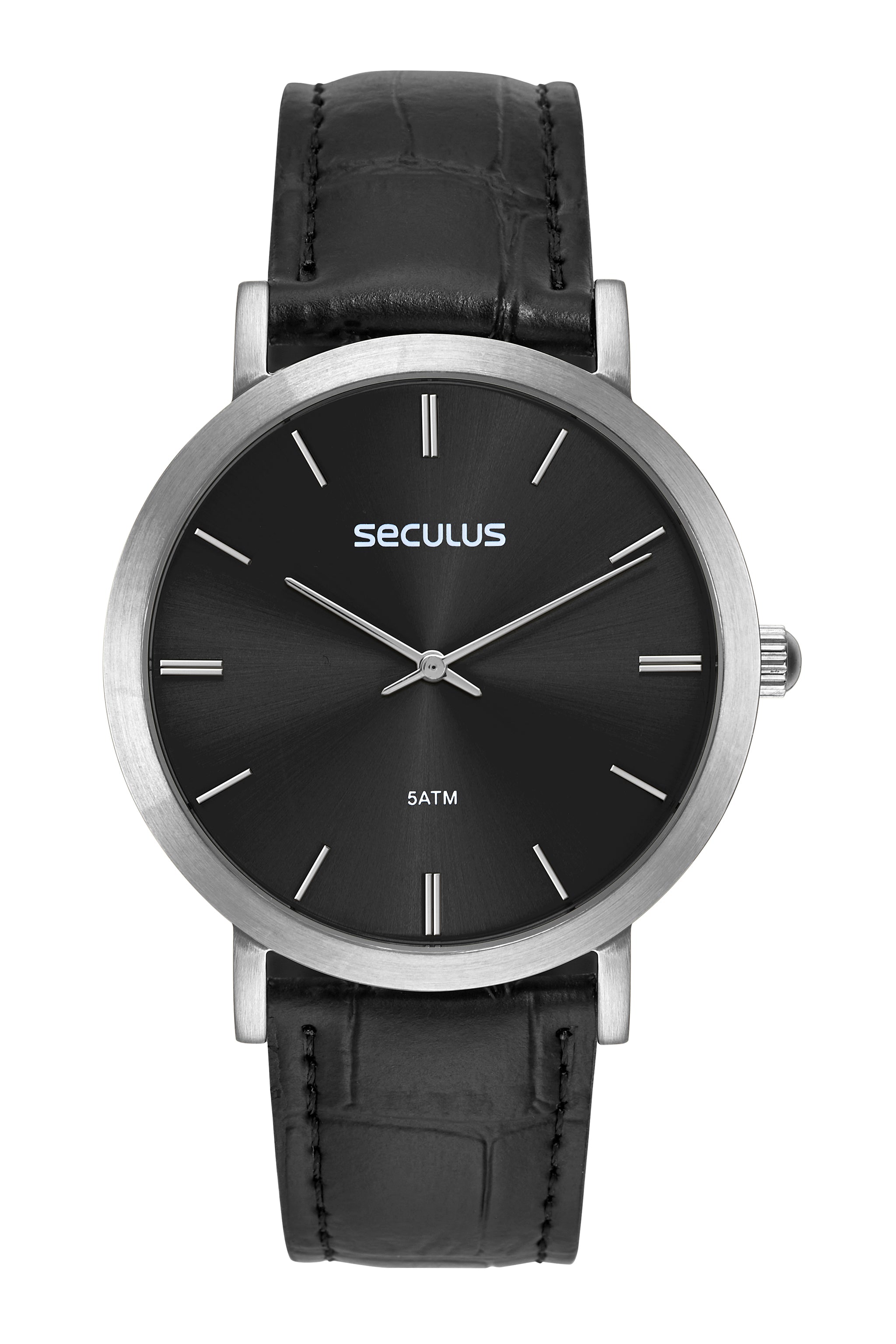 RELÓGIO MASCULINO SEMI SLIM COURO PRATA SECULUS – 44255G0SVNC1