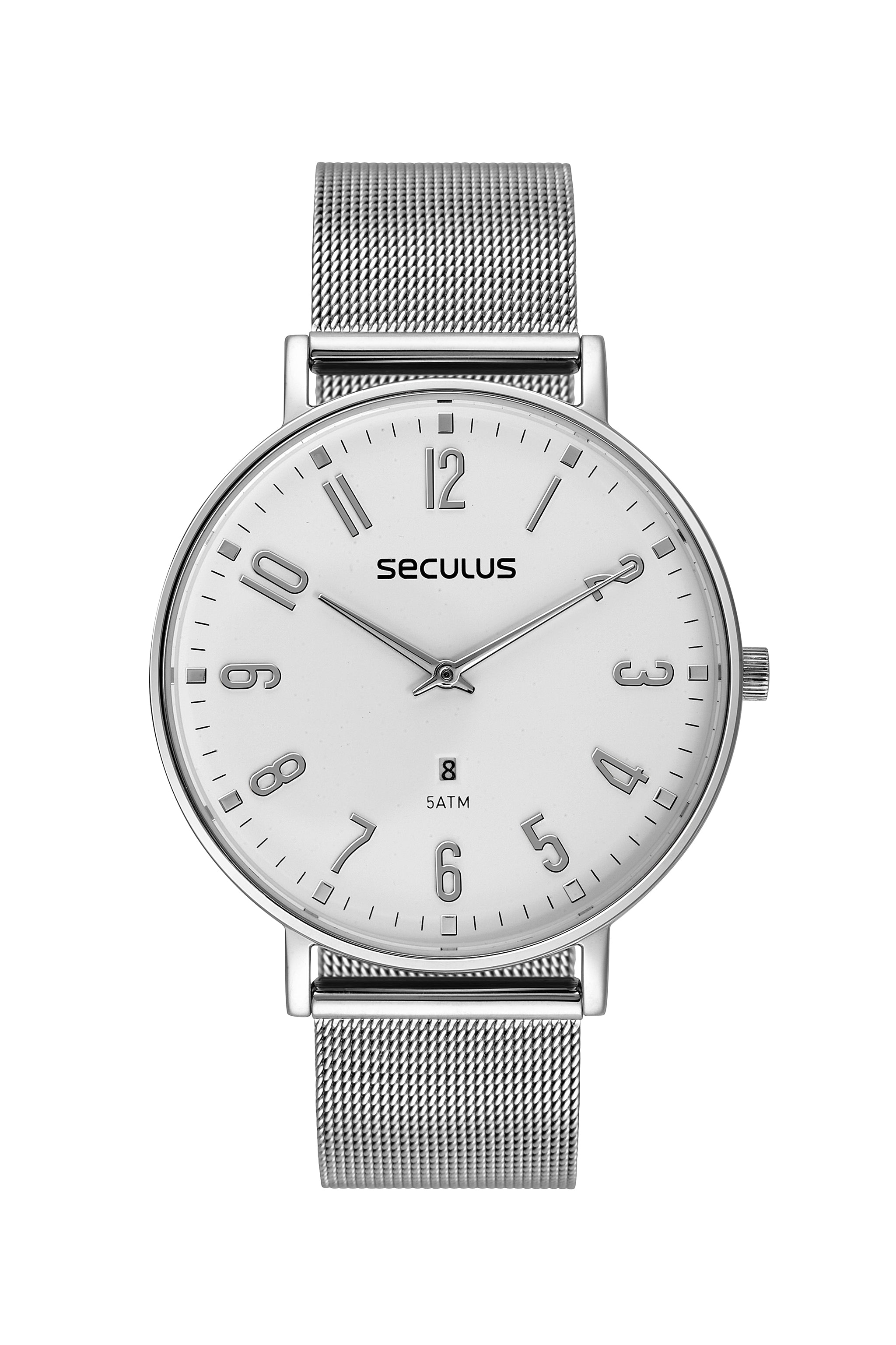 RELÓGIO MASCULINO SLIM MALHA DE AÇO PRATA SECULUS – 77181G0SVNA1