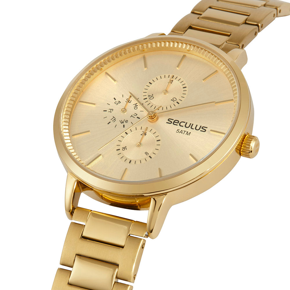 RELÓGIO DOURADO SECULUS - 77153LPSVDS1